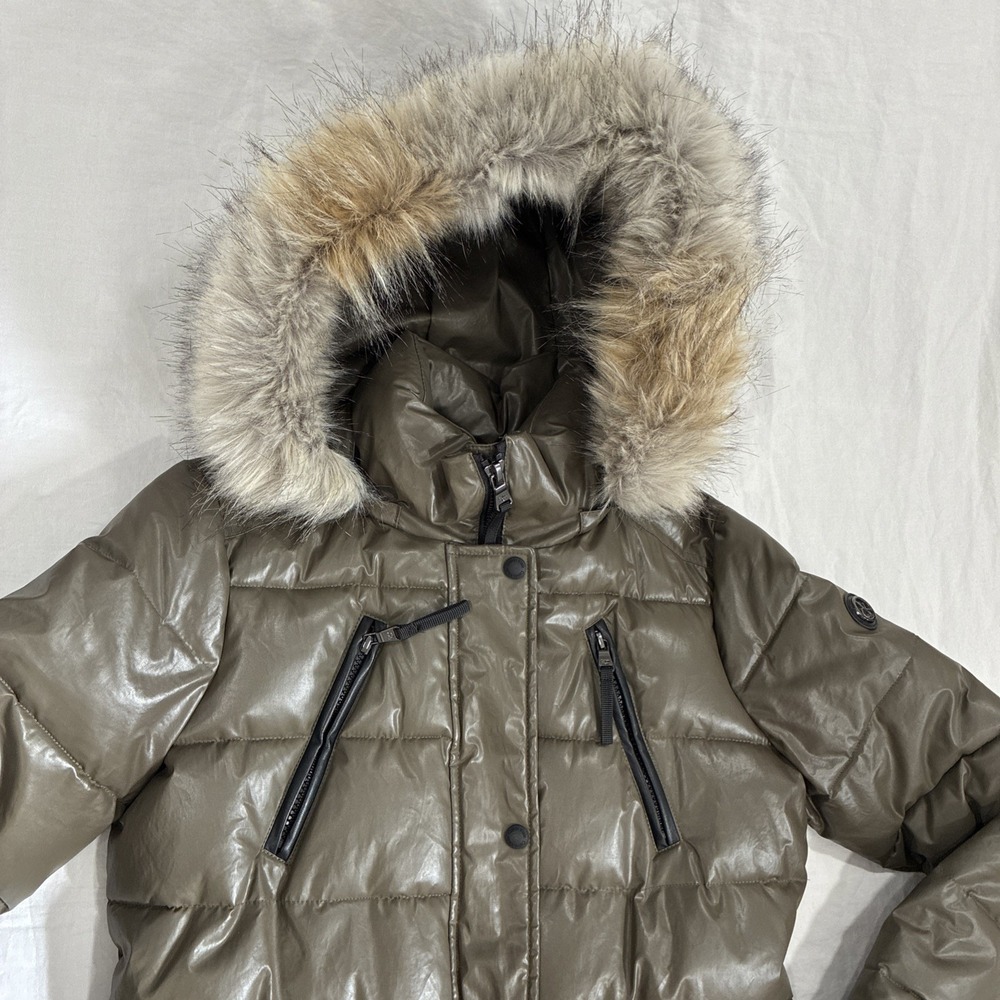 Calvin Klein Quilted Puffer Coat Parka Women's XS Green Winter Jacket Warm - Picture 4 of 16